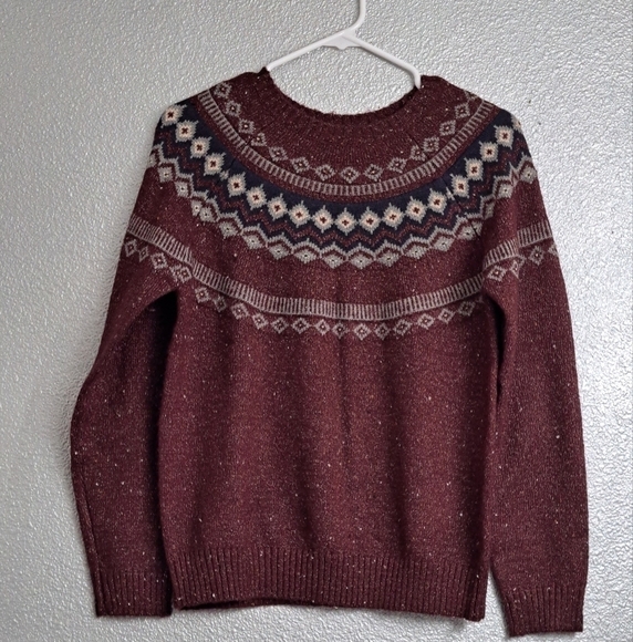 Vintage Weatherproof Fair Isle Burgundy Sweater - Picture 1 of 6